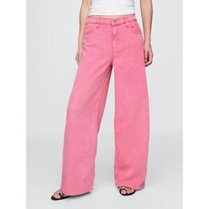 Gap Women's 30R / 10 - 34 x 29 Baggy Wide Leg Mid Rise Ultrasoft Denim Pink